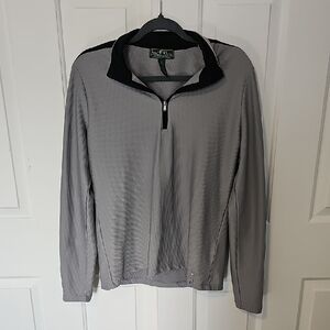 Ralph Lauren Men's Light Gray Half-Zip Jacket with Black Detail